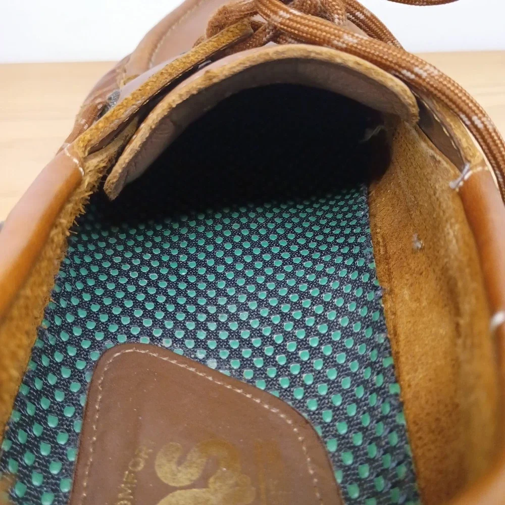 SAS Boat Shoe Decksider Lace Up Brown Leather 10 M Tripad Comfort Moccasin USA